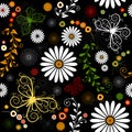 Repeating floral black pattern Royalty Free Stock Photo