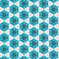 Repeating geometric pattern featuring intricate star-like shapes in teal Royalty Free Stock Photo
