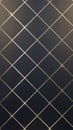 Repeating diamond grid pattern with thin metallic gold lines on a dark navy blue gradient background with subtle sparkles Royalty Free Stock Photo