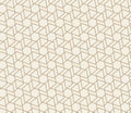 Geometric seamless pattern with repeating shapes in light beige and gold lines. Vector illustration Royalty Free Stock Photo