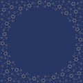 Repeating golden stars silhouette pattern on the blue background