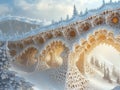 Repeating microscopic designs inspired by crystalline formations, showcasing intricate fractal patterns