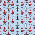 Seafaring Stripes Seamless pattern, Generative AI Royalty Free Stock Photo