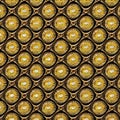 A repeating pattern of circles and diamonds in shades of gold and bronze2, Generative AI Royalty Free Stock Photo