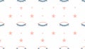 Repeating pattern of closed eyes and blush pink stars on a white Royalty Free Stock Photo