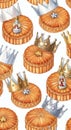 Repeating Pattern of Crowned Cake Desserts Royalty Free Stock Photo