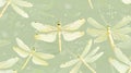 A repeating pattern of delicate dragonflies on a light green background perfect for a springthemed project. Royalty Free Stock Photo