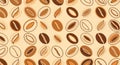 Seamless Pattern of Coffee Beans in Various Shades and Styles Royalty Free Stock Photo
