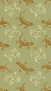 Lizards and Floral Pattern on Green Background Royalty Free Stock Photo