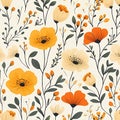 A repeating pattern of flowers with varied colors and forms Royalty Free Stock Photo