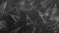 A repeating pattern of geometric shapes beautifully written in white chalk on a textured blackboard Royalty Free Stock Photo