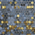 A repeating pattern of hexagons and circles in shades of silver and gold5, Generative AI Royalty Free Stock Photo