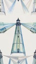 Watercolor Lighthouse Pattern with Light Rays Royalty Free Stock Photo