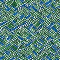 A repeating pattern of overlapping triangles in shades of green and blue, resembling a leaf1, Generative AI Royalty Free Stock Photo