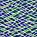 A repeating pattern of overlapping triangles in shades of green and blue, resembling a leaf3, Generative AI
