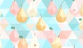 A repeating pattern of pastel-colored polygonal pears on a geome Royalty Free Stock Photo