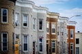 Repeating pattern of row houses in Hampden, Baltimore, Maryland. Royalty Free Stock Photo