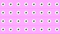 A repeating pattern of simple white circles with black pupils on a light pink background Royalty Free Stock Photo