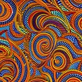 A repeating pattern of spirals in warm, bright colors like orange, red, and yellow4, Generative AI