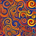 A repeating pattern of spirals in warm, bright colors like orange, red, and yellow3, Generative AI