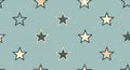 Seamless pattern of stars in neutral tones on a light blue background Royalty Free Stock Photo