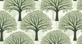 Seamless Pattern of Stylized Green Trees with Dense Foliage on Light Background image Royalty Free Stock Photo