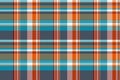Repeating pattern texture plaid, striped check seamless background. Border tartan fabric vector textile in cyan and orange colors Royalty Free Stock Photo