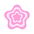 Repeating pink flower icon in trendy y2k style. Retro 2000s design object in pastel colors. Cute girly vintage sticker