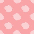 Repeating pink spots painted rough brush. Seamless pattern.