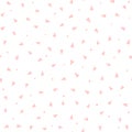 Repeating pink triangles and round dots on white background. Cute geometric seamless pattern.