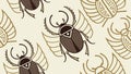 Repeating Scarab Beetle Pattern in Ancient Egyptian Style, vector design Generative AI Royalty Free Stock Photo