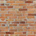 Repeating seamless background of an old orange brick wall Royalty Free Stock Photo