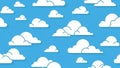 Seamless pattern of white clouds floating in a bright blue sky Royalty Free Stock Photo