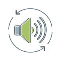 Repeating sound icon illustration vector emblem speaker volume arrows looping audio symbol Royalty Free Stock Photo