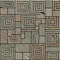 The repeating square and spiral motifs provide a sense of continuity and Royalty Free Stock Photo
