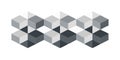 Repeating Three Dimensional Isometric Cube Pattern with Optical Illusion Depth and Modern Abstract Geometric Grayscale Design Royalty Free Stock Photo