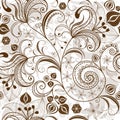 Repeating white-brown floral pattern Royalty Free Stock Photo
