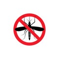 Repellent mosquito stop sign icon. Malaria pest insect anti mosquito warning symbol