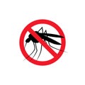 Repellent mosquito stop sign icon. Malaria pest insect anti mosquito warning symbol