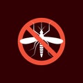 Repellent mosquito stop sign icon. Malaria pest insect anti mosquito warning symbol