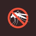 Repellent mosquito stop sign icon. Malaria pest insect anti mosquito warning symbol