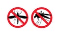 Repellent mosquito stop sign icon. Malaria pest insect anti mosquito warning symbol