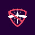 Repellent mosquito stop sign icon. Malaria pest insect anti mosquito warning symbol