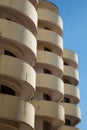 Repetition of roundish balcony in concrete in Cuba