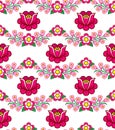 Folk art seamless floral vector pattern, Polish cute traditional ornaments, folk designs with flowers from Zalipie, Poland - texti Royalty Free Stock Photo