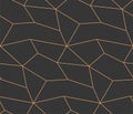 Repetitive Black Graphic Continuous Texture Pattern. Golden Islamic Vector, Technology Shapes Texture. Repeat Minimal Web, Tile
