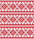 Scandinavian, Nordic vector seamless pattern, Lapland long red folk art design, Sami people traditional embroidery Royalty Free Stock Photo