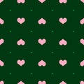 Repetitive hearts and polka dot. Romantic seamless pattern.