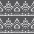 Decorative seamless lace pattern - vector lace repetitive emrboidery design, retro wedding art in white on gray background Royalty Free Stock Photo