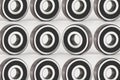 Repetitive pattern of bearings, only one represents the difference